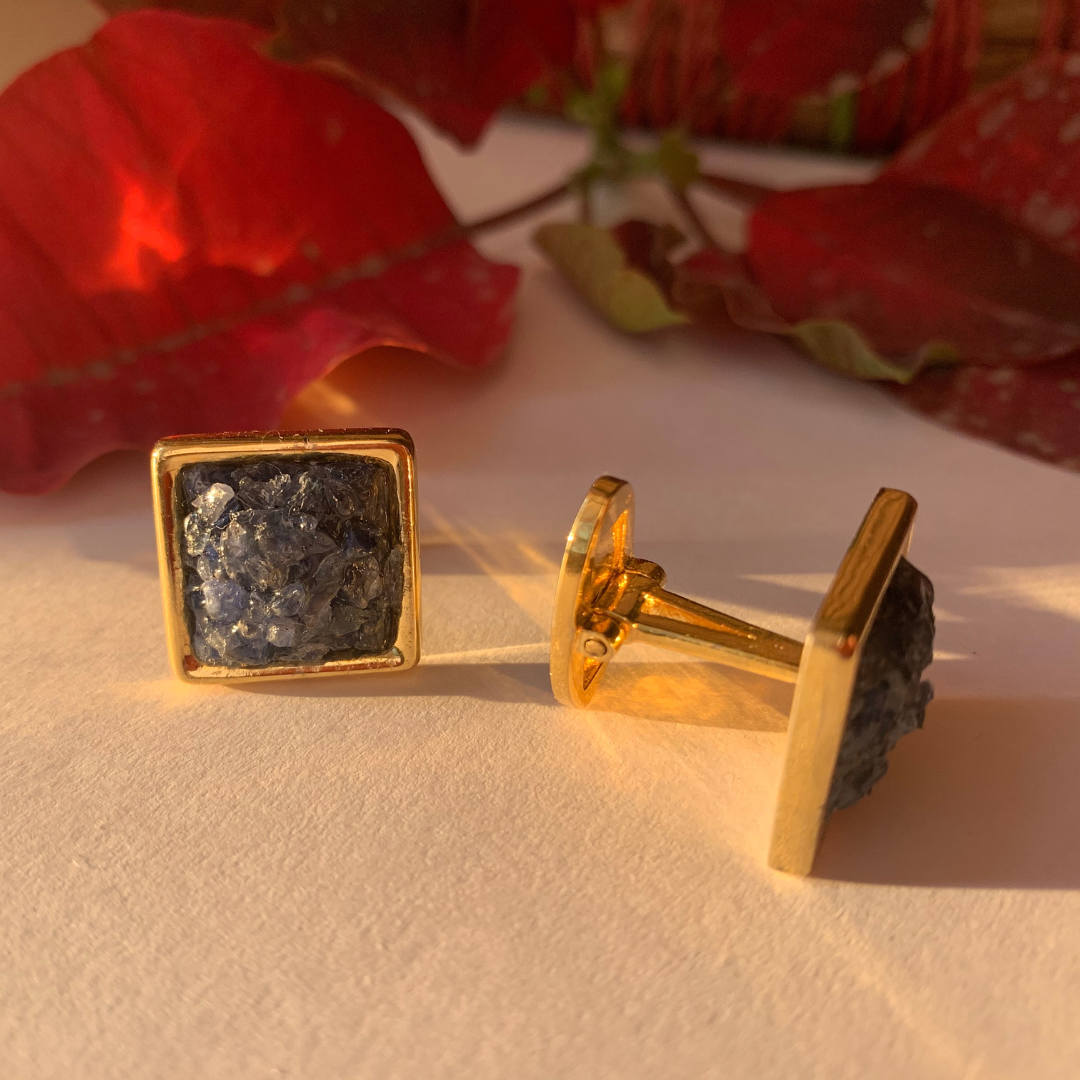 Natural Raw Blue Sapphire Cuff Links for Men21