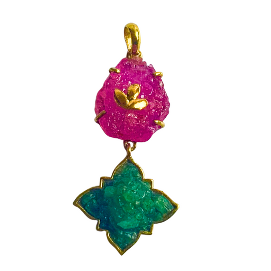 Natural Ruby and Emerald Pendant- Classic1