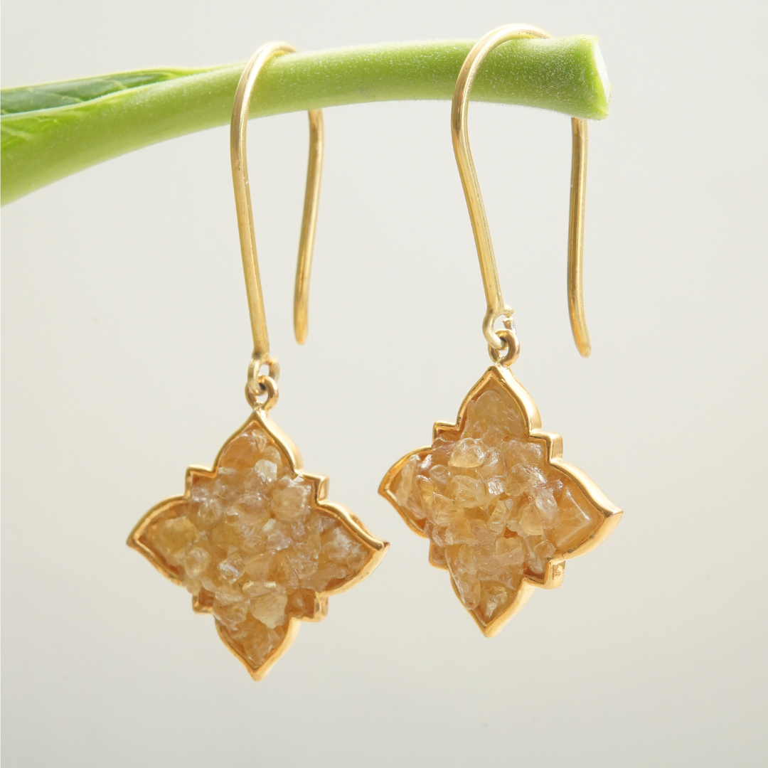 Natural Yellow Sapphire Earrings- Latkan1