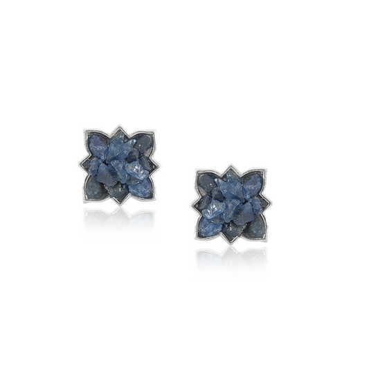Raw Blue Sapphire Earrings 
