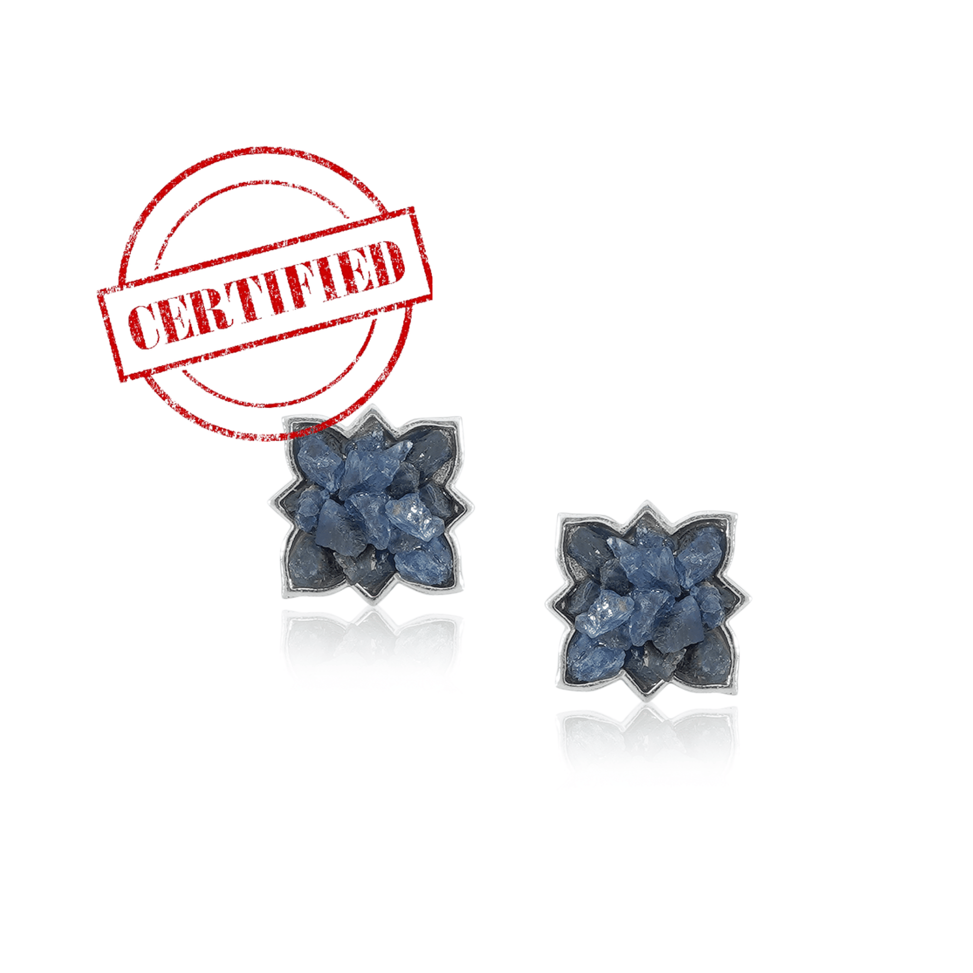 Raw Blue Sapphire Earrings - Neeli certified7