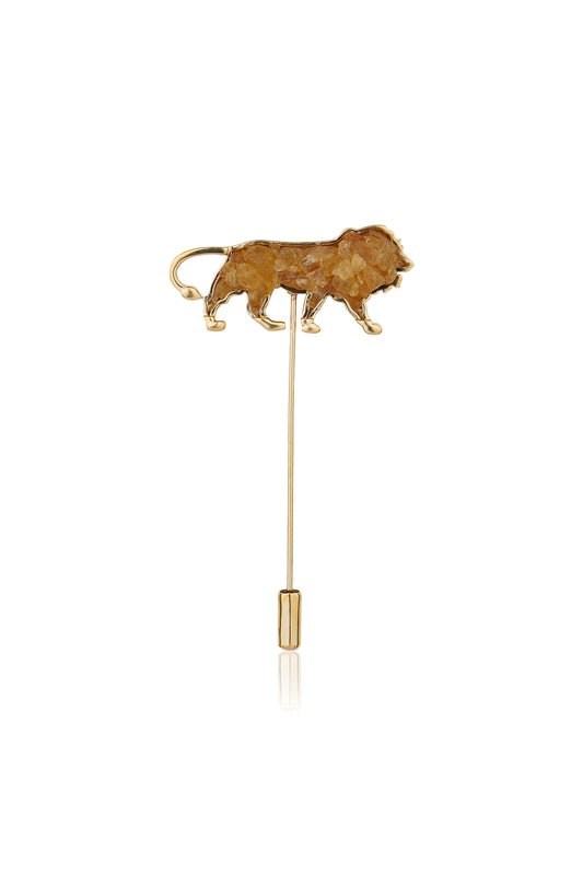 Make In India Lapel Pin in Real Yellow Sapphire