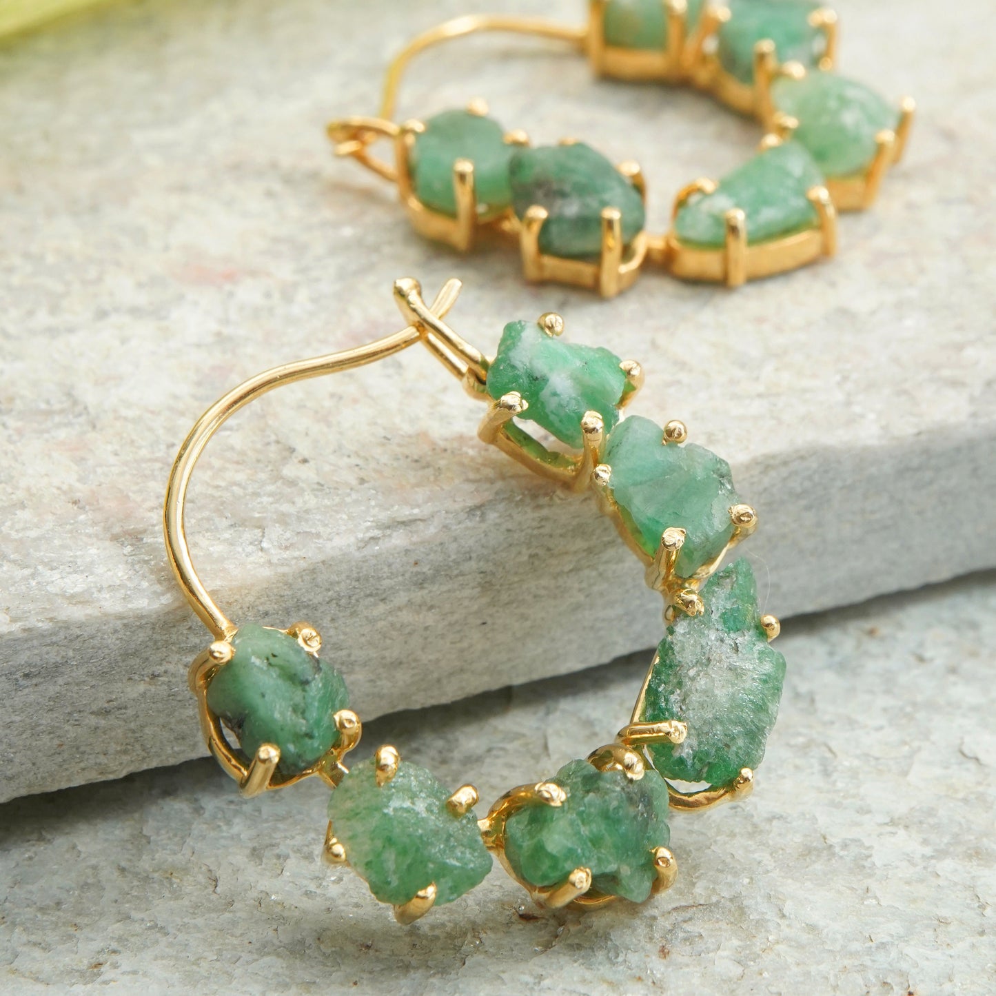 Natural Emerald Multistone Earrings- Panna Baali