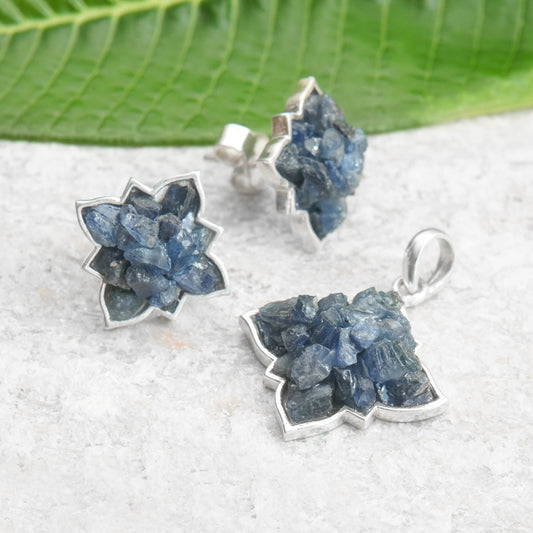 Raw Blue Sapphire Earrings - Neeli