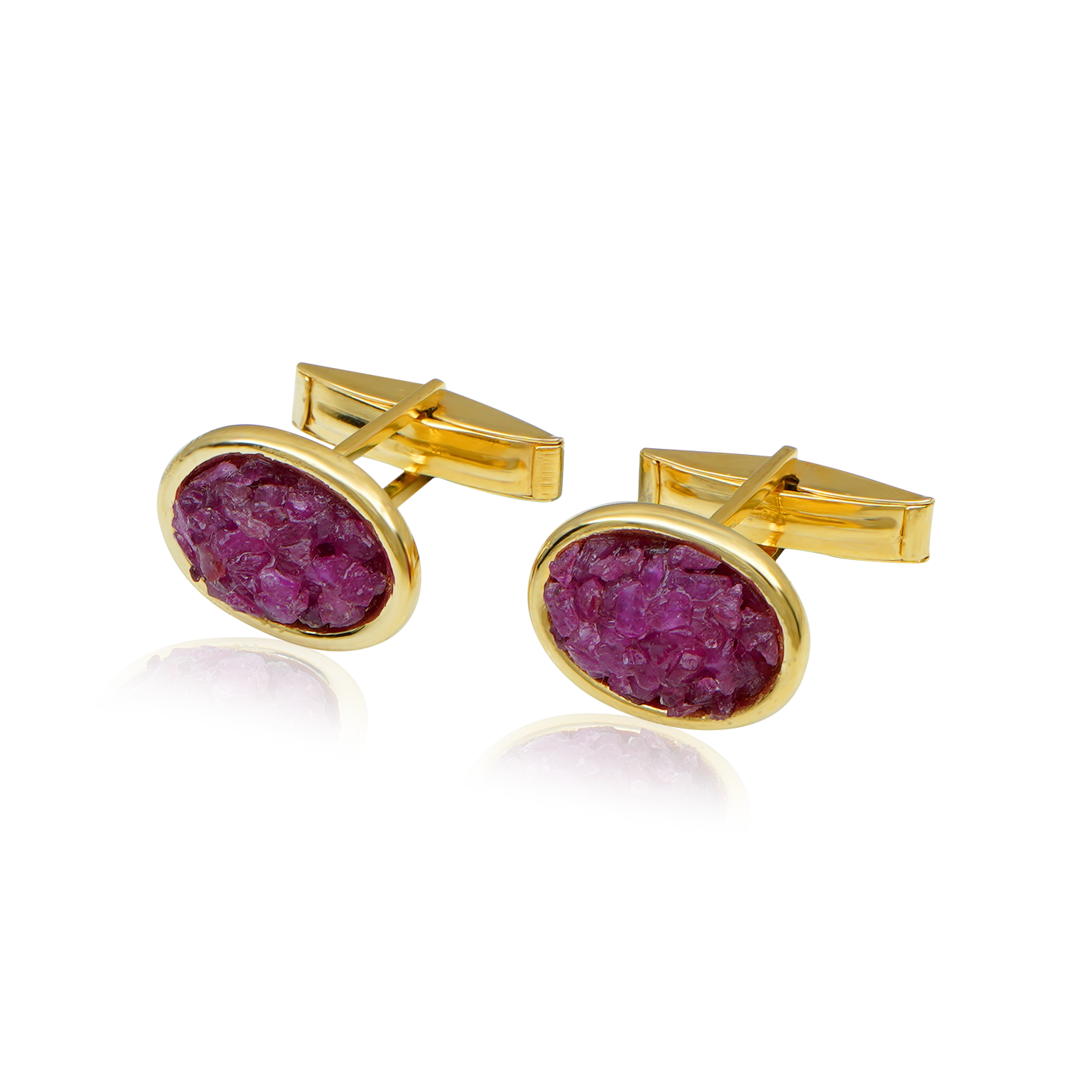 Natural Raw Ruby Cuff Links