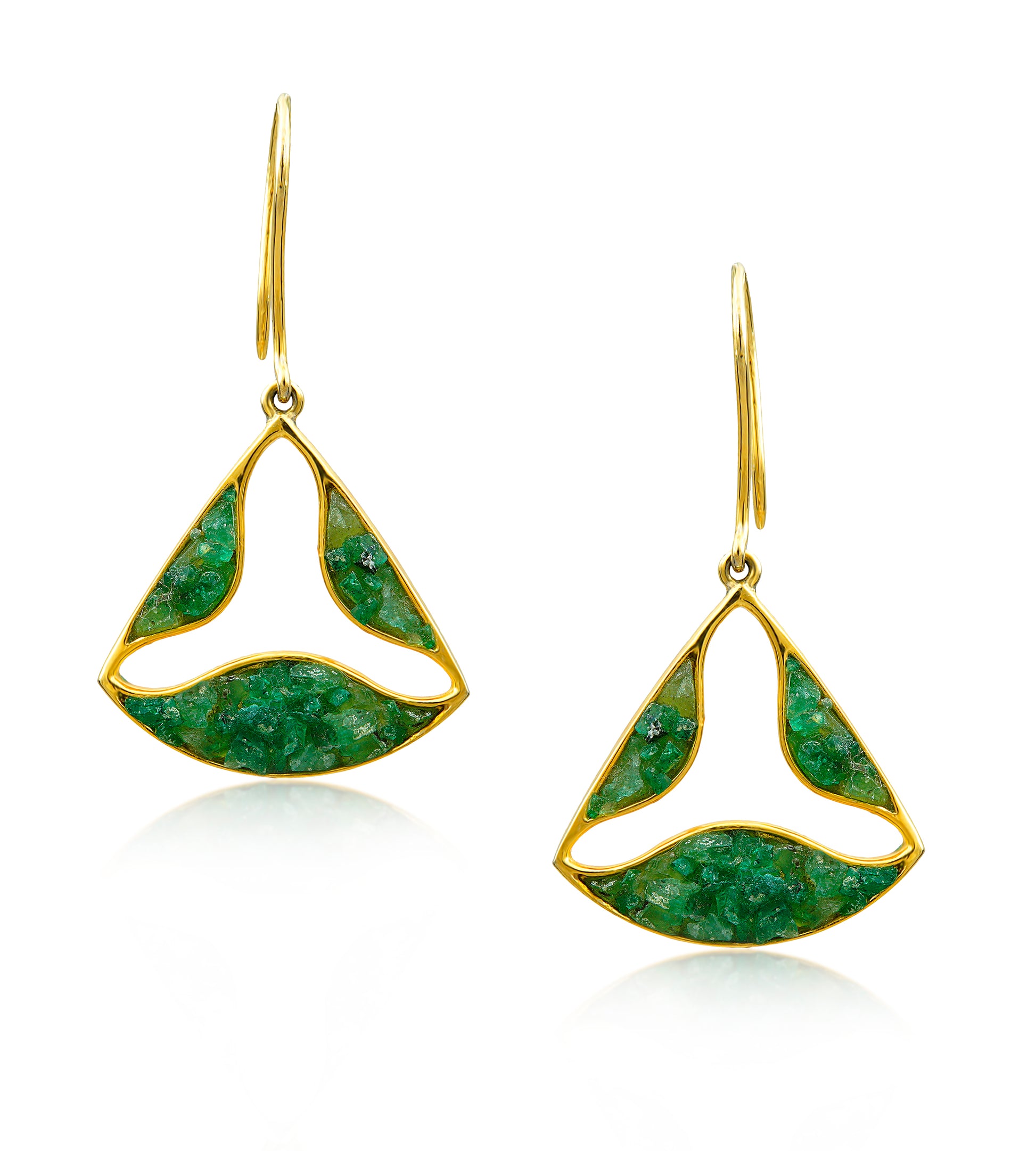 Unique Natural Emerald Earrings - Trikon1