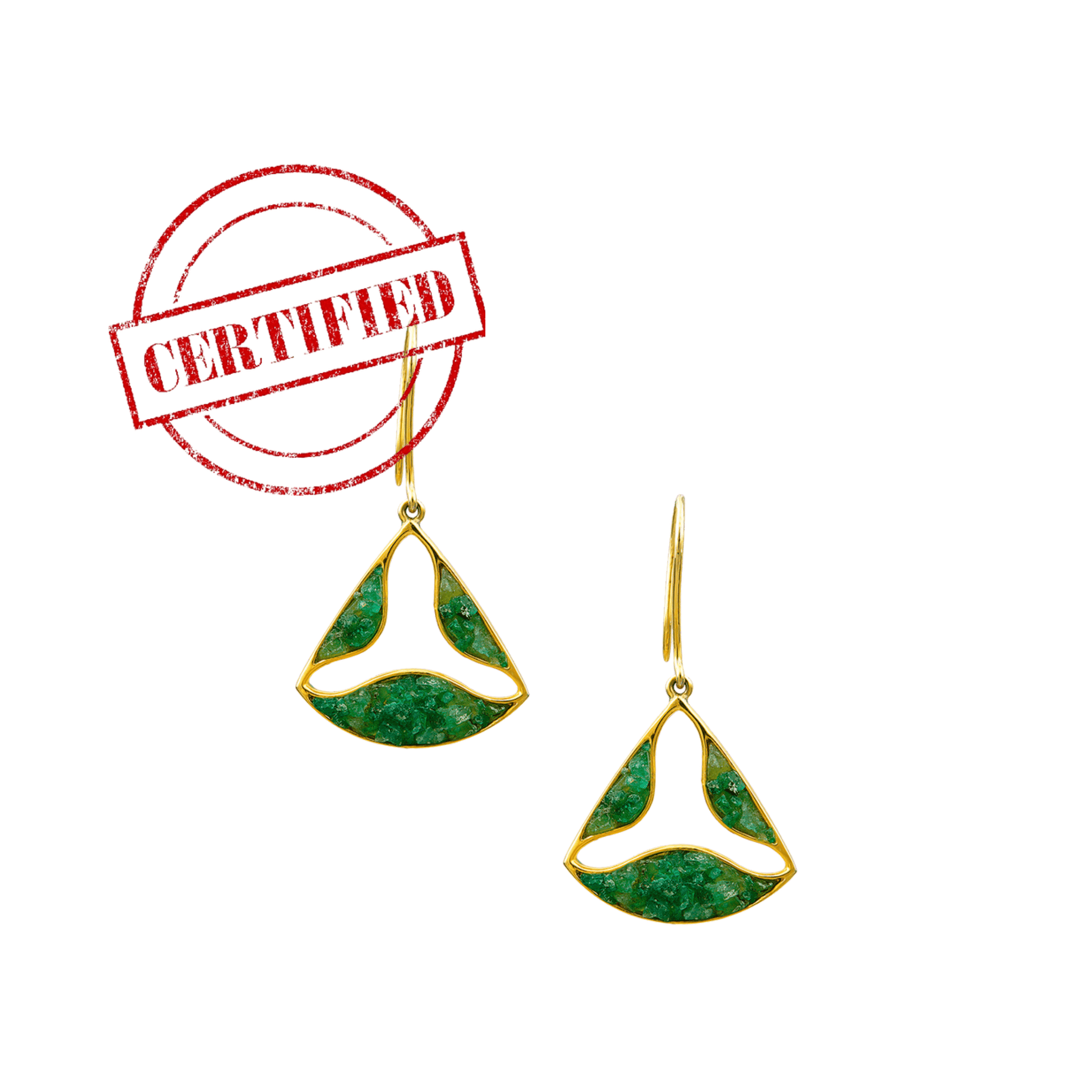 Unique Natural Emerald Earrings - Trikon3